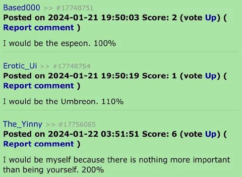 Pokémon Eeveelution Self-Identity Comments