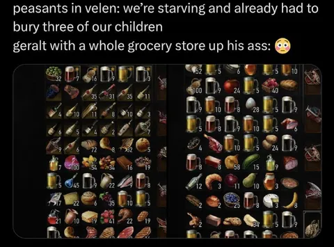 Geralt Hoards Every Food Item