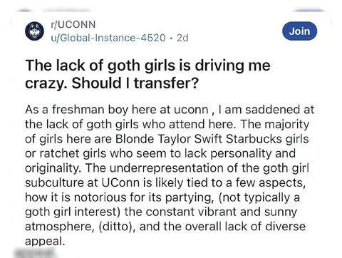 Lack of Goth Girls at UConn