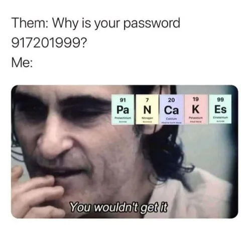 Password Periodic Table Joke