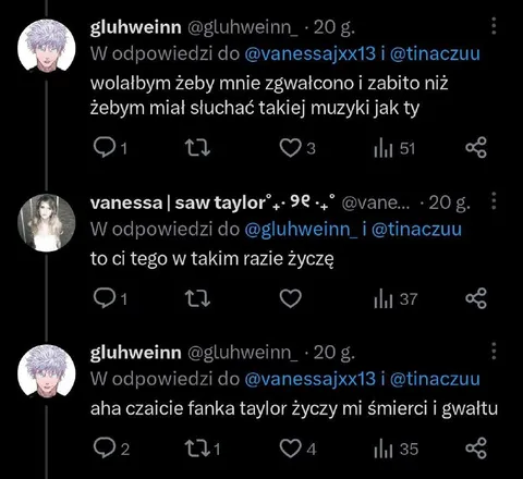 Życzenie śmierci za muzykę