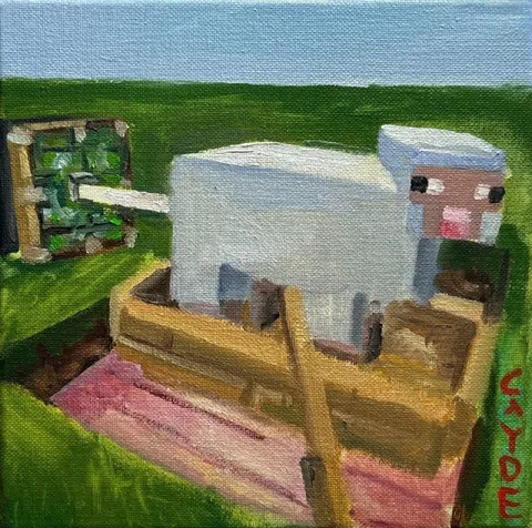 Овца в лодке Minecraft