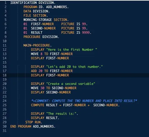 COBOL Programmer Adds Numbers