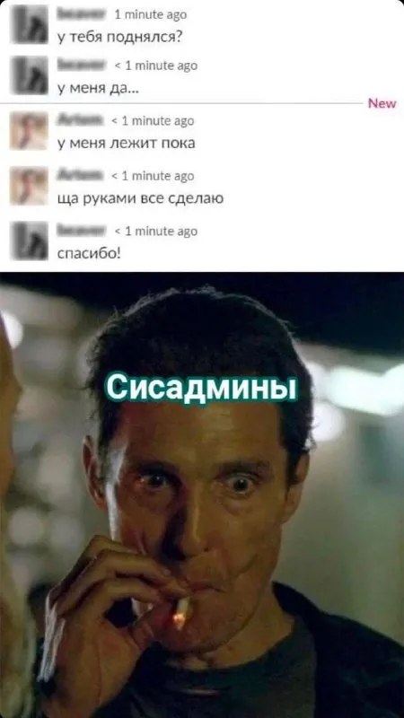 Сисадмины после поднятия сервера