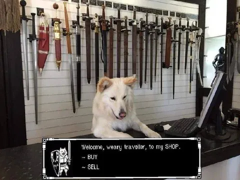 Dog Shopkeeper at the Sword Store