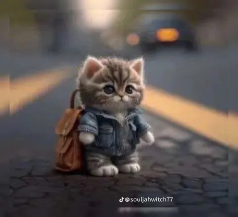Крошечный котёнок с рюкзаком