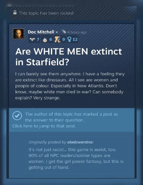 Are White Men Extinct in Starfield?