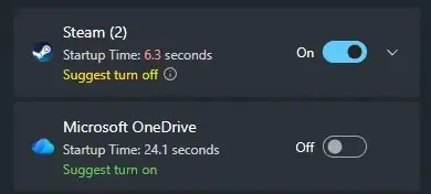 Steam Starts Fast, OneDrive Fails