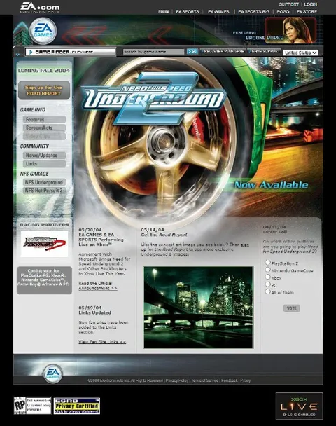 Need for Speed Underground 2 Website