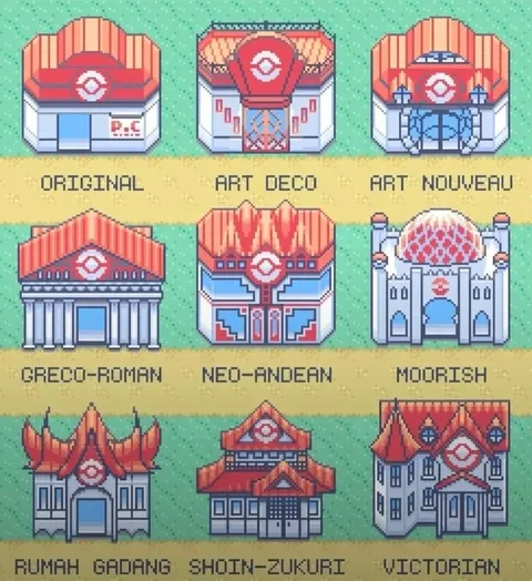 Pokémon Center Architectural Styles