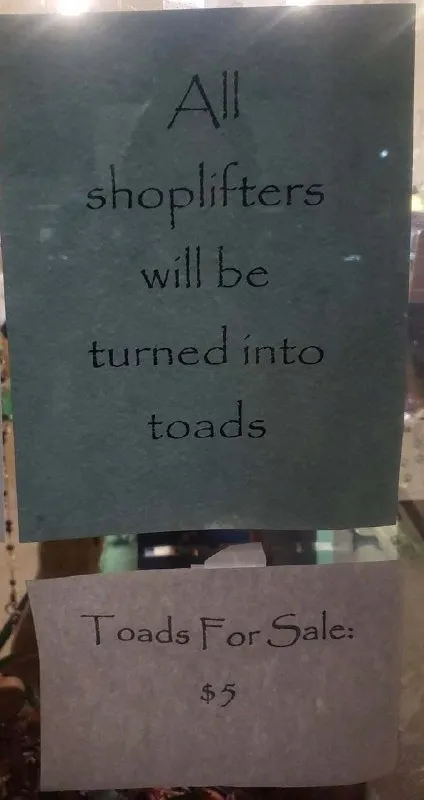 Shoplifters Turned Into Toads