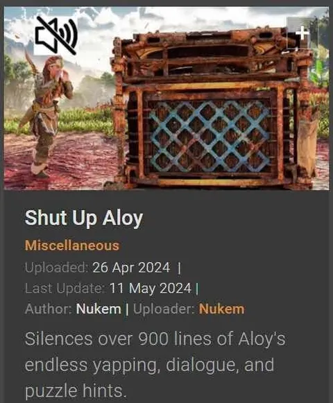 Shut Up Aloy Mod