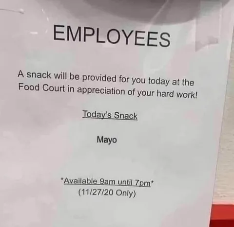 Employee Appreciation Mayo Snack