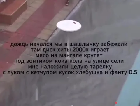 Дождь начался, мы в шашлычку забежали