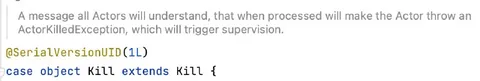 Actor Kill Message Exception