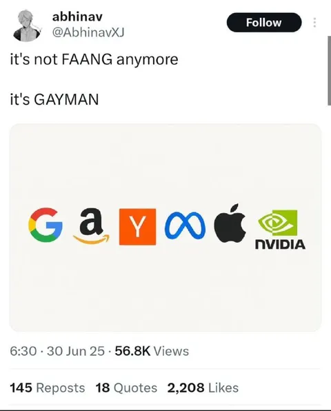 FAANG Becomes GAYMAN