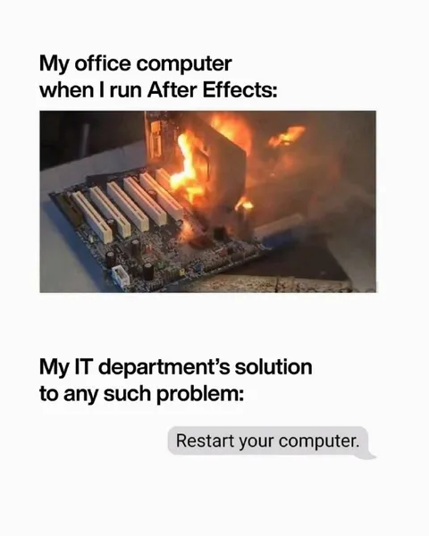 Office Computer Runs After Effects