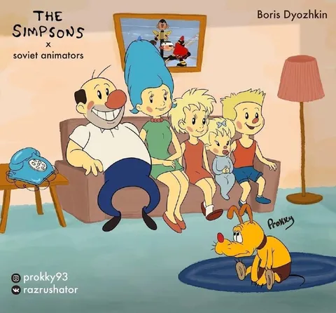 Soviet Cartoon Simpsons Family