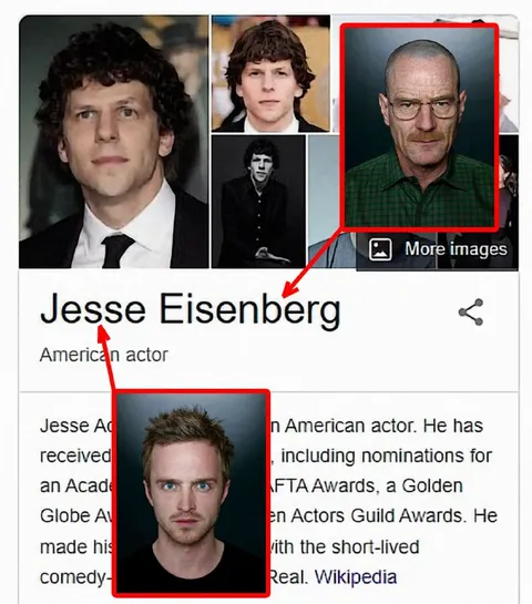 Jesse Eisenberg search mix-up