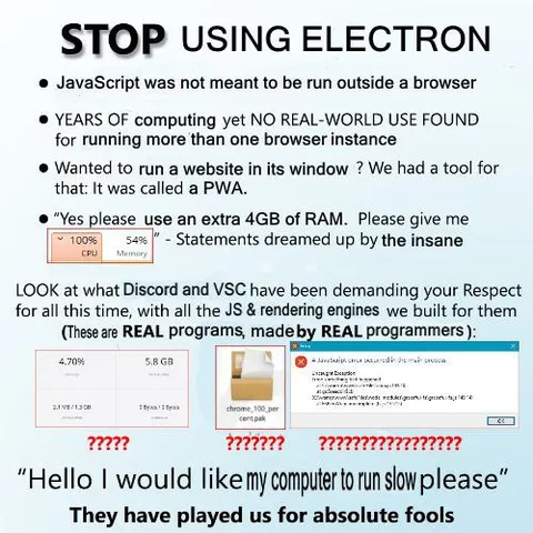 Stop Using Electron Meme
