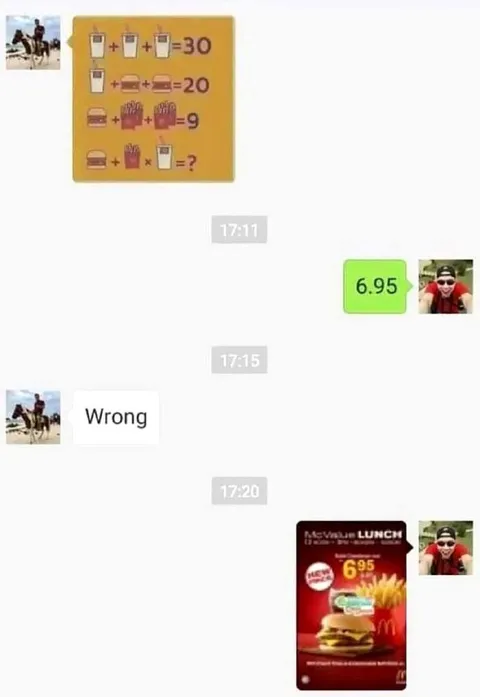 Wrong McValue Lunch Answer