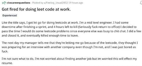 Fired for Leetcode at Work