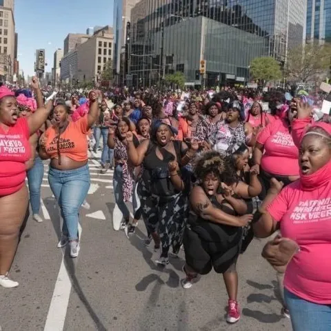 Women Marching in Pink