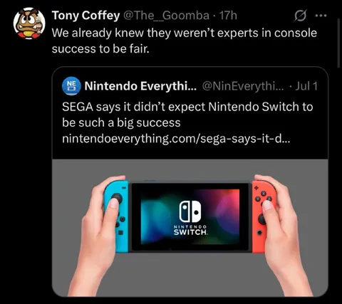 SEGA Underestimated Nintendo Switch