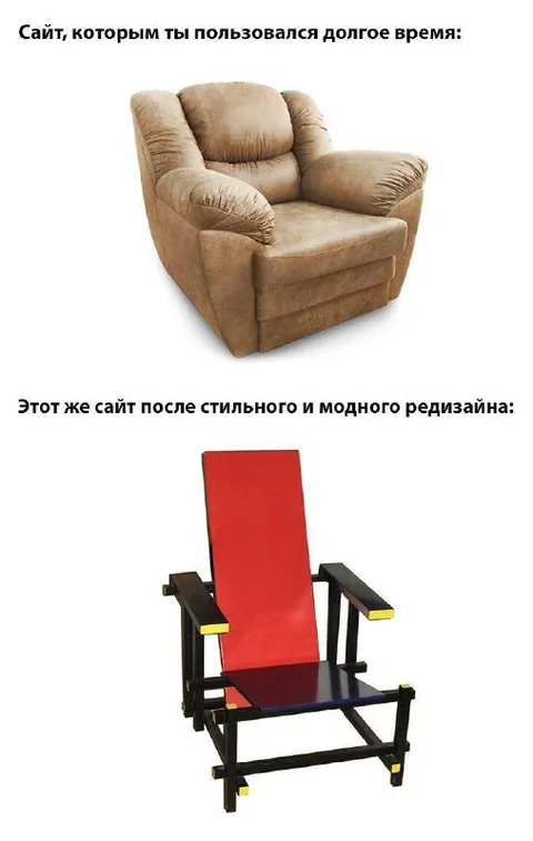 Сайт после модного редизайна