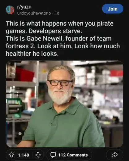 Pirating Games Makes Gabe Newell Healthier