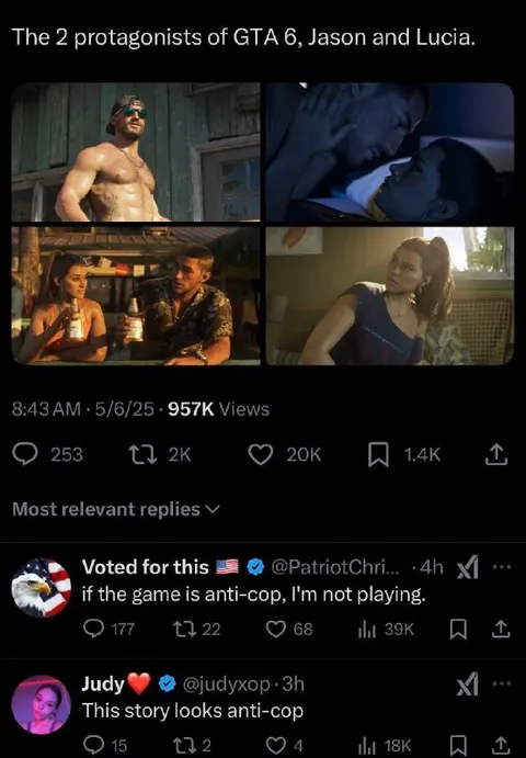 GTA 6 protagonists anti-cop joke