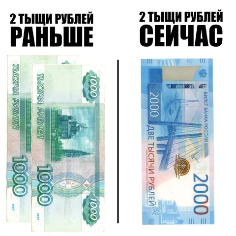 Две тысячи рублей раньше и сейчас