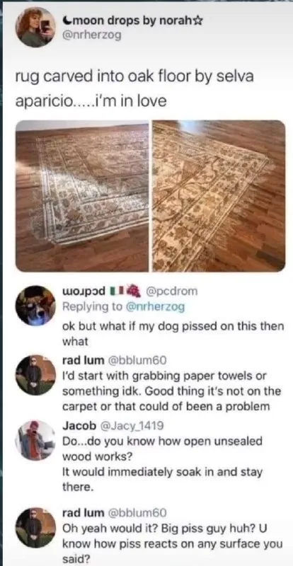 Dog Piss on the Wooden Rug