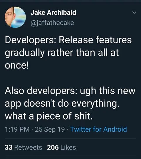 Developers release features gradually