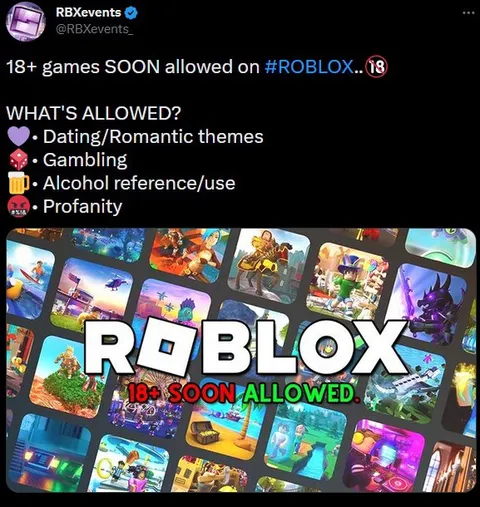 Roblox 18+ Games Announcement