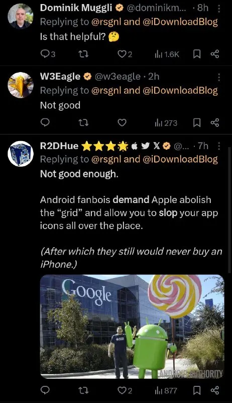 Android Fans Say Not Good Enough