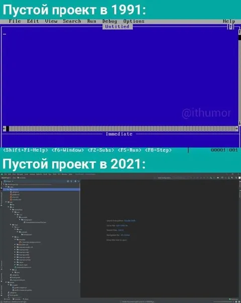 Пустой проект в 1991 и 2021