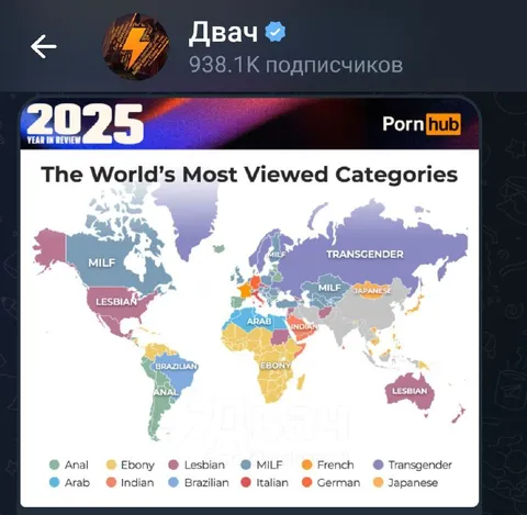Pornhub 2025 Category World Map
