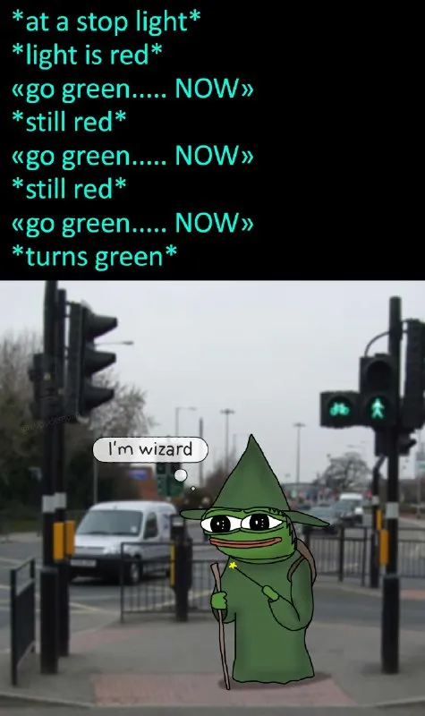 Wizard Pepe Controls the Traffic Light