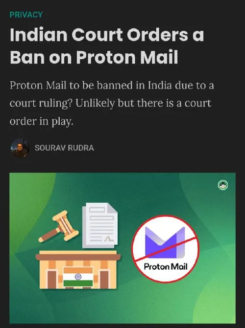 Indian Court Bans Proton Mail