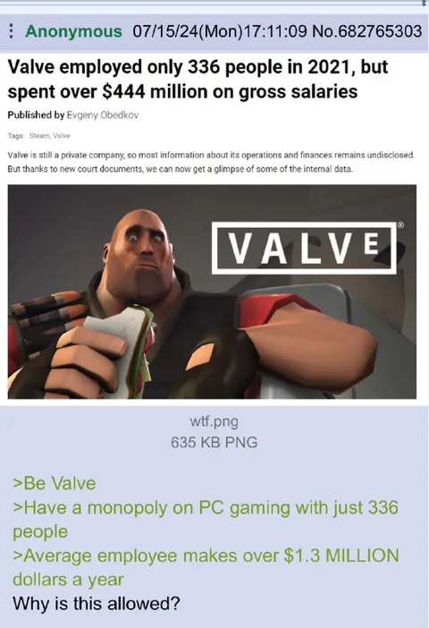Valve Pays Million-Dollar Salaries