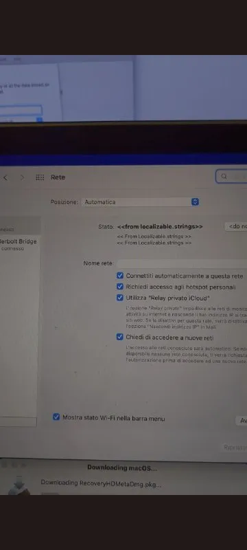 Glitch delle impostazioni Wi‑Fi