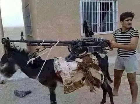 Мужчина и странное животное