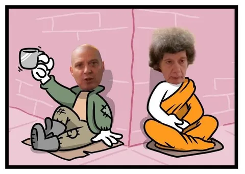 Путин пьёт чай рядом с монахом