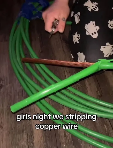 Girls Night Stripping Copper Wire