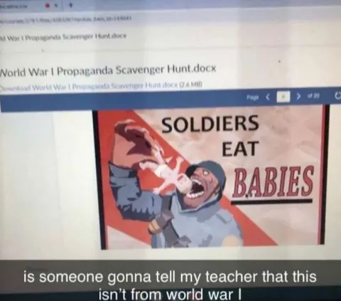 Soldiers Eat Babies Propaganda Poster