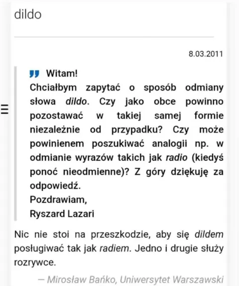 Odmiana słowa dildo