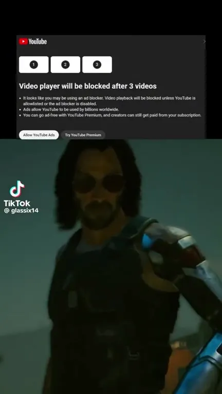 YouTube blocks Johnny Silverhand