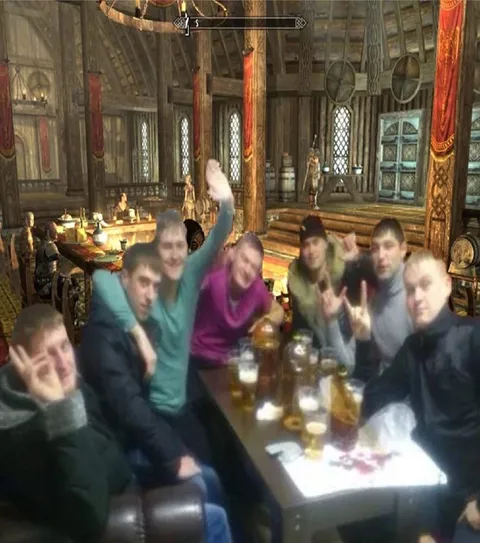 Компания друзей в таверне Скайрима