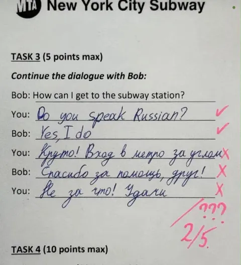 Russian Answers on Subway Worksheet
